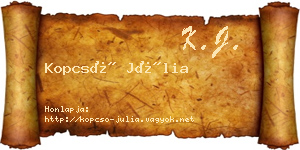 Kopcsó Júlia névjegykártya
